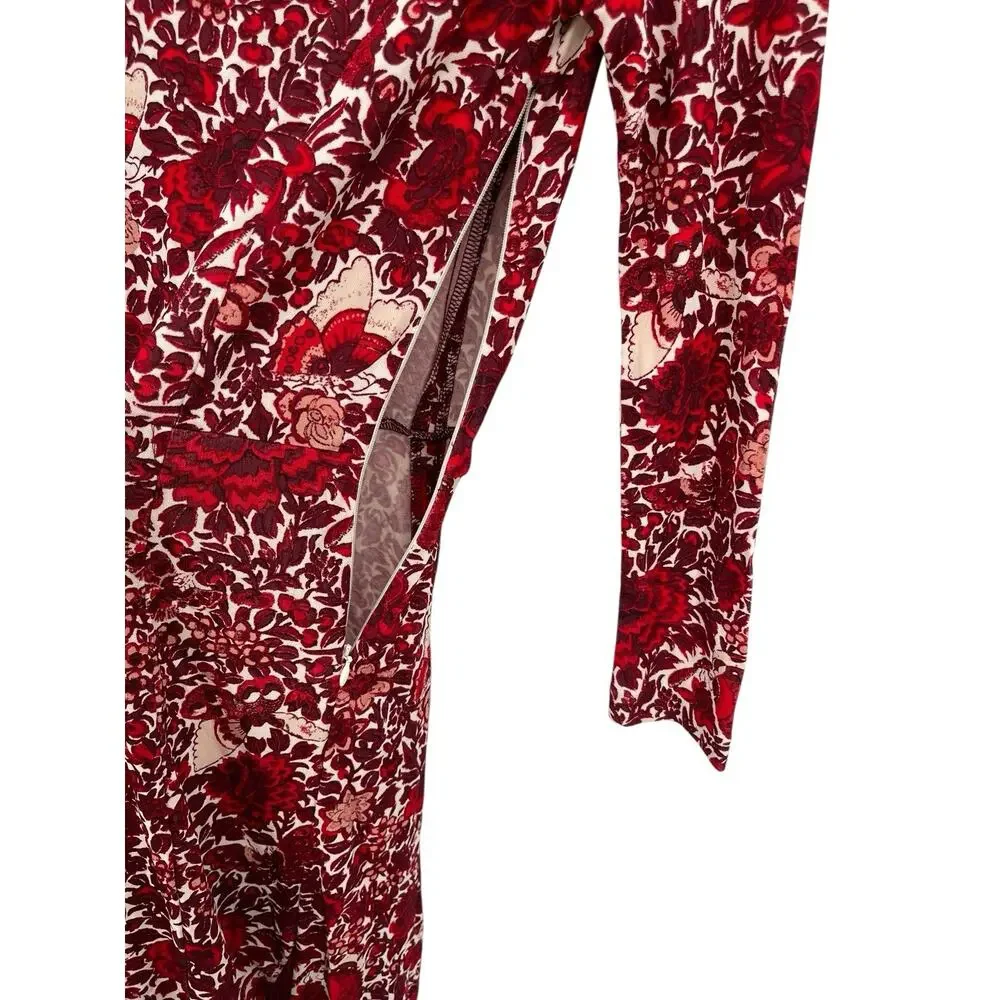 Tory Burch Ria Floral Butterfly Dress Side Hem Pleats Size XS